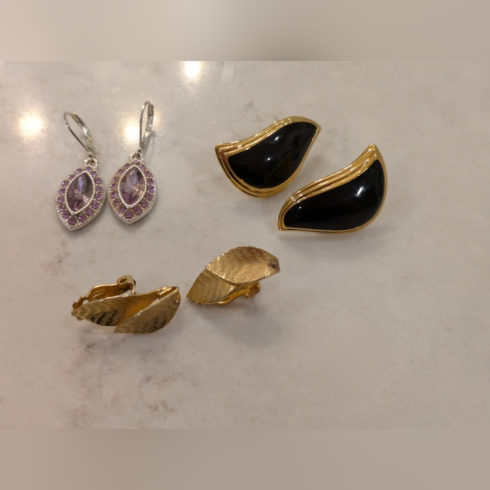 Vintage Signed Monet, Napie Earrings & Giovanni Leaves Clip - On Earring